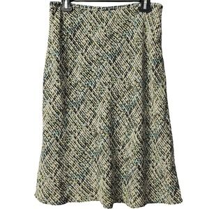 Charter Club Women's Midi Skirt Green 100% Silk Abstract Print Lined 10